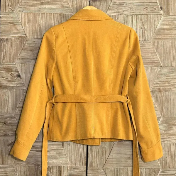 Paris Blues Women's Mustard Yellow Double Breasted Wool Coat Size M Y2K - Image 5