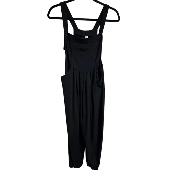 Halara Black Pockets Waffle Casual Jogger Overalls Comfy Cozy Medium NWT - Image 2