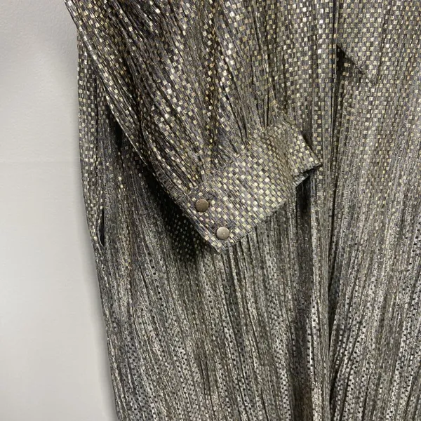Anthropologie X Sabina Musayev Dress‎ Size M Eugine Gold Gray Accordian Tie Date - Image 2