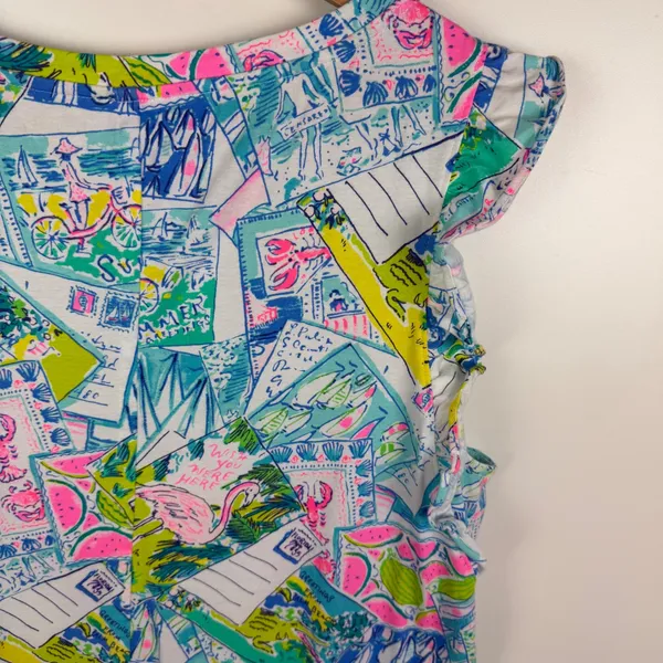 Lilly Pulitzer Laina Dress Large Wish You Were Here Multi Pop Up Preppy Colorful - Image 4
