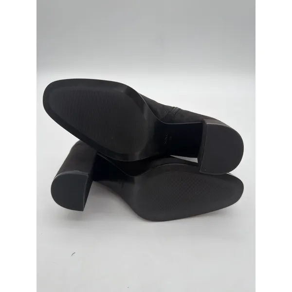Mango Minimalist Black Vegan Suede Classic Elegance Ankle Block Heel Boots 7.5 - Image 6
