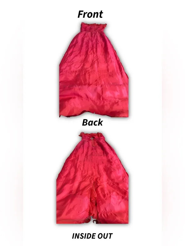 Vintage 1970'S Red Chiffon Tiered Ruffle Miss Elliette California Maxi Dress (S) - Image 11