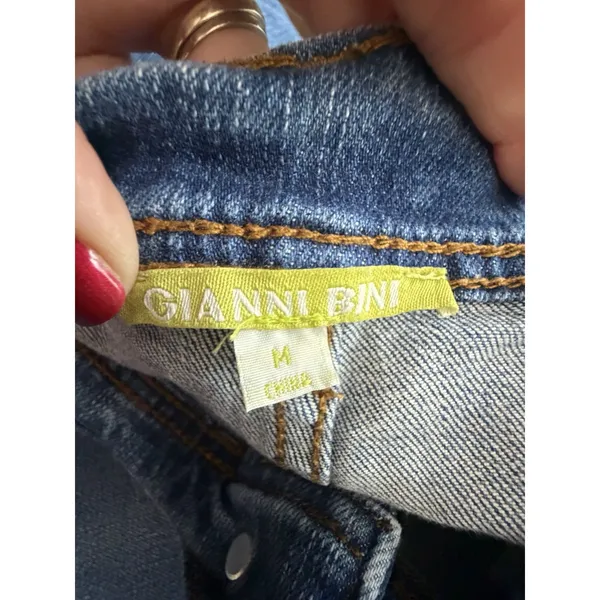 Gianni Bini Jeans Women's Medium Wide Leg Unhemmed High Rise Blue Denim #EEE2-1 - Image 2