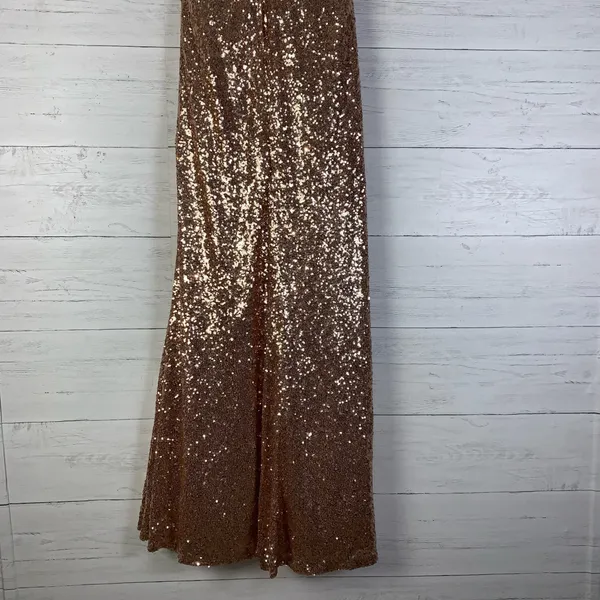 Christina Wu Celebration rose gold strapless sequin dress size 8 - Image 8