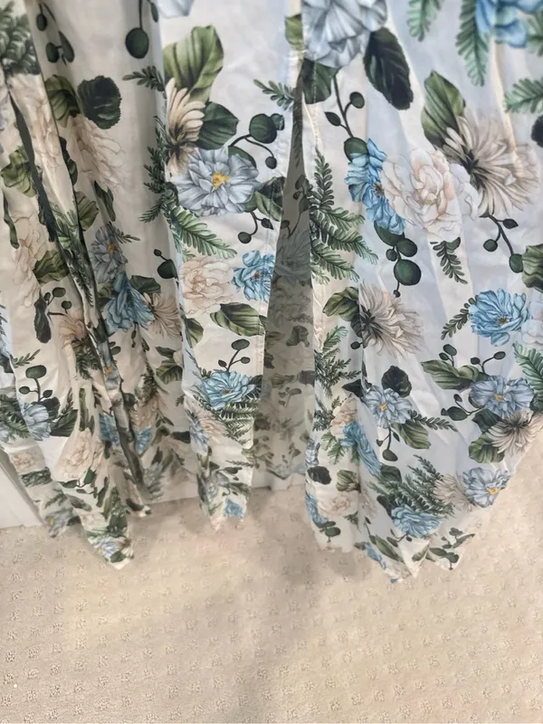 Agua Bendita Floral Smocked Maxi Dress Blue Green Size Small - Image 5
