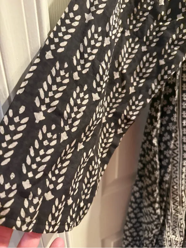 World Market Black and Beige Boho Print Kaftan Midi Dress - Image 3