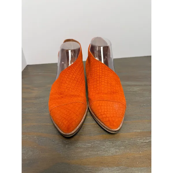 Free People Royale Flats Orange Textured Leather D'Orsay Shoes 36 US‎ 5.5 - Image 5