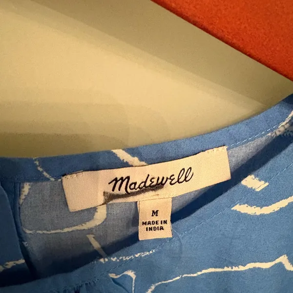 Madewell Embroidered Poplin Puff-Sleeve Cutout Crop Top Size Medium NWT - Image 5