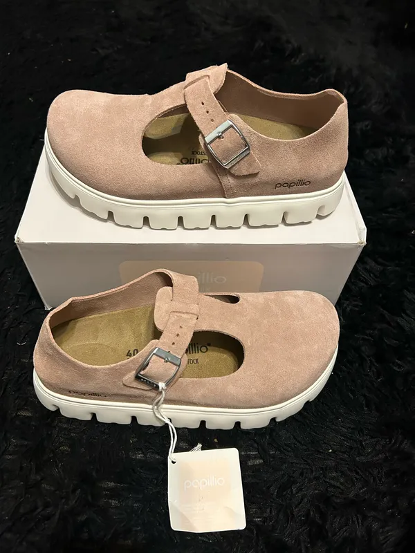 PAPILLIO by BIRKENSTOCK Mary Jane pink leather platform shoes women’s eur 39 new - Image 8