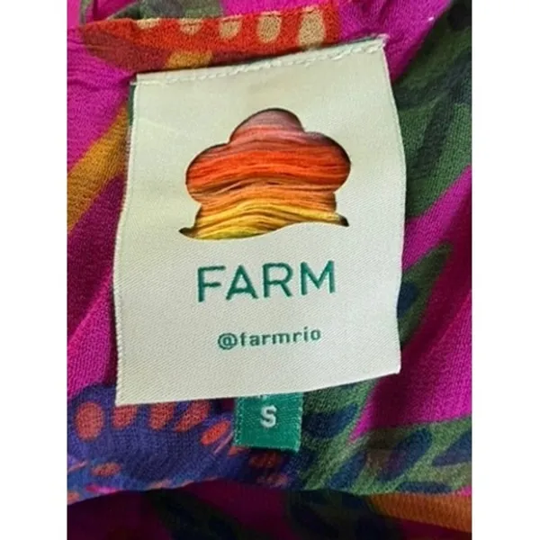 Farm Rio Sweet Forest Tiered Maxi Dress in Vibrant Pink Tropical Print Small - Image 4