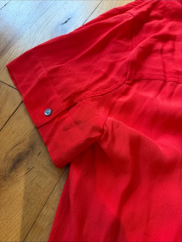 J. Crew Red V-Neck Short Sleeve Blouse Size Medium - C1-318 - Image 7