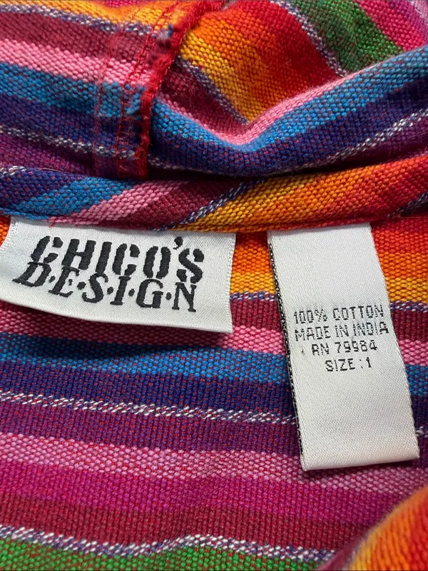 vintage Chico's Design Rainbow Striped Hooded Jacket - Image 5
