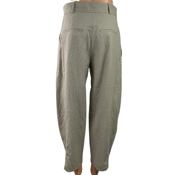 Zara Women's Gray Pleated High Rise Button Cuffed Hem Tapered Trousers Pants S - Image 3