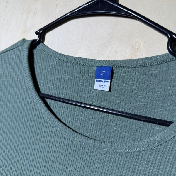 Old Navy Luxe Womens XXL Green Ribbed Short Sleeve Scoop Neck Tunic Top 2X - Image 3