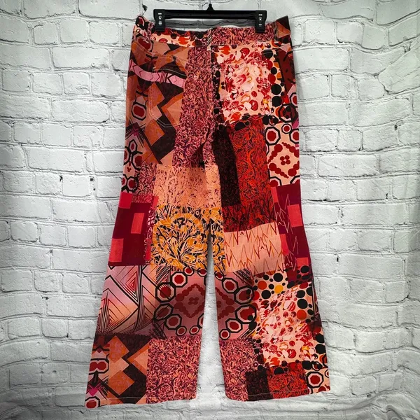 Boho Colorful Jeans Women's XL High Rise Stretch Patchwork Look Festival - Image 3