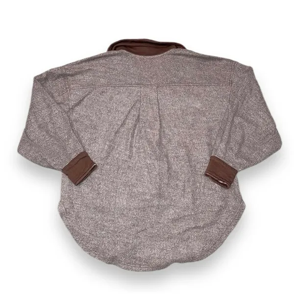 Free People‎ Shacket Oversized Button Down Utility Jacket Textured Cotton Blend - Image 9