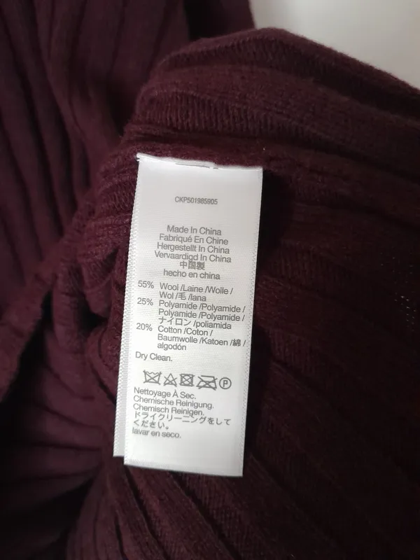 Madewell Cropped Ribbed Mockneck Sweater Plum XL NWT - Image 6
