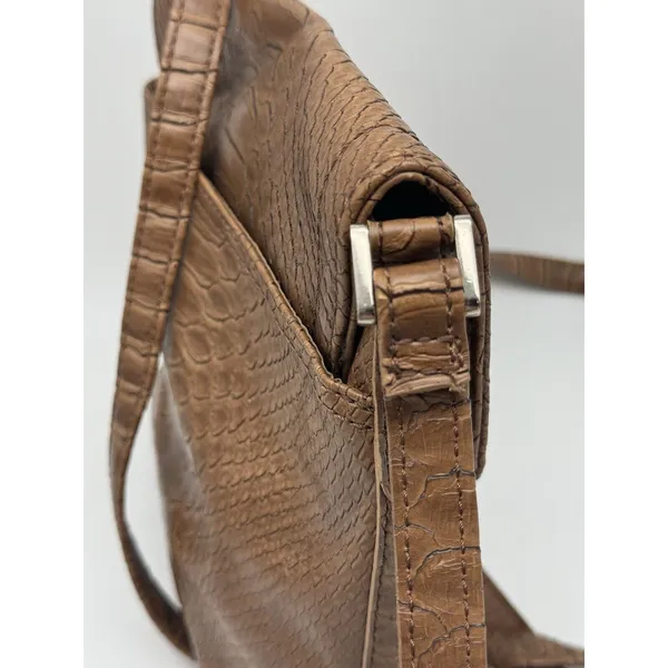 Liz Claiborne Small Purse Crossbody Brown Exotic Reptile - Image 8