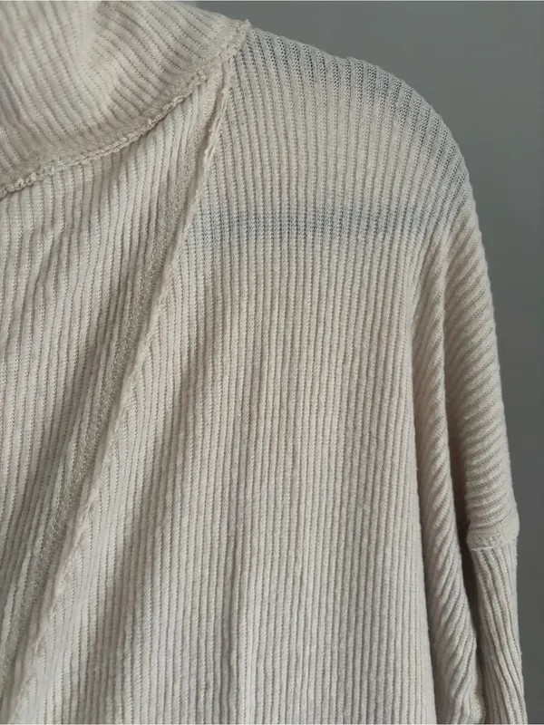 We The Free Juicy Long Sleeve Waffle Knit Top Split-Back Cowl Neck Sweater Sz XS - Image 6