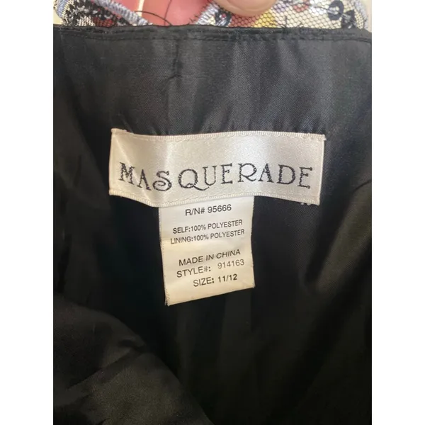 Vintage Masquerade‎ Maxi Prom Dress Black Sequin Tiered Formal Quinceanera Glam - Image 7