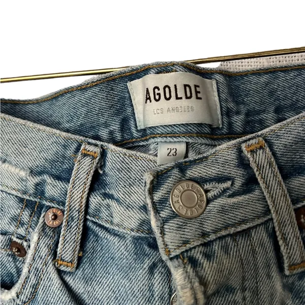AGOLDE Parker High Waisted Denim Distressed Shorts - Image 6