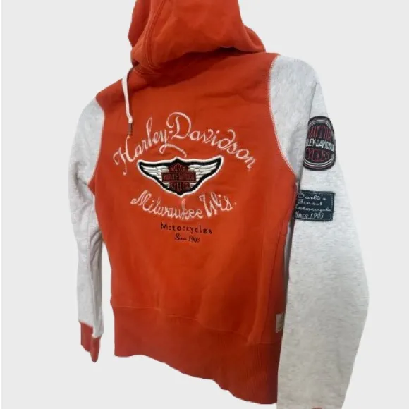 Harley-Davidson Burnt Orange and Cream Sweatshirt - Image 2