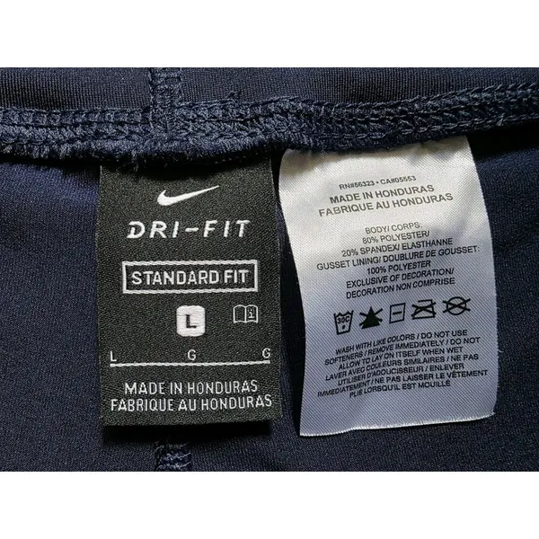 NIKE Dri Fit Shorts Women Size Large Mid Rise Dark Blue Booty Gym Athlete EUC - Image 3