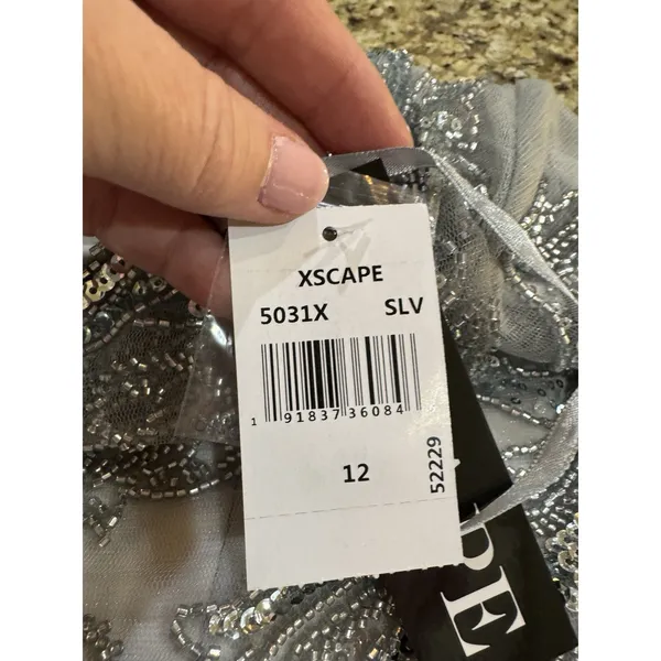 Xscape Dress 5031X Size 12 Midi Dress Blue Embellished Mother Of The Bride - Image 8
