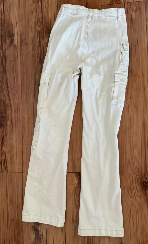 High Rise Bootcut Cargo Pants White Size 25 - Image 2