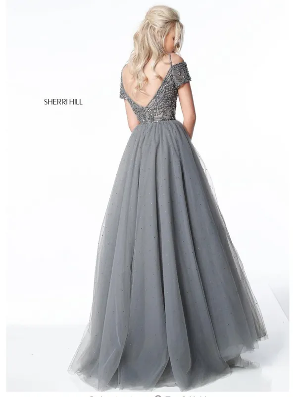 Sherri Hill 51450 Dress Off Shoulder Beaded Bodice Tulle Skirt Ball Gown Size 6 - Image 2