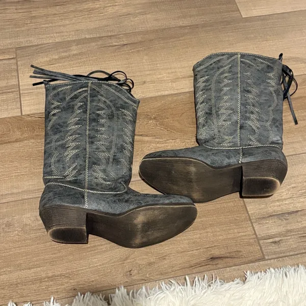Big buddha Wyatt Cowboy Western‎ Boots Grey Rustic Size 6 - Image 4