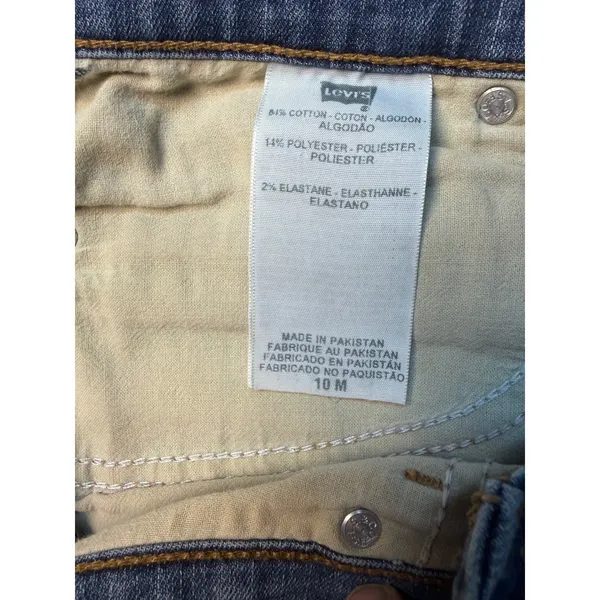 Levis 512 Perfectly Slimming Straight Leg Jeans Blue Medium Wash Womens 10M L29 - Image 3