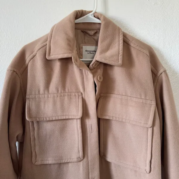Abercrombie & Fitch Womens XS Oversized Shacket Light Beige Utility Jacket - Image 7