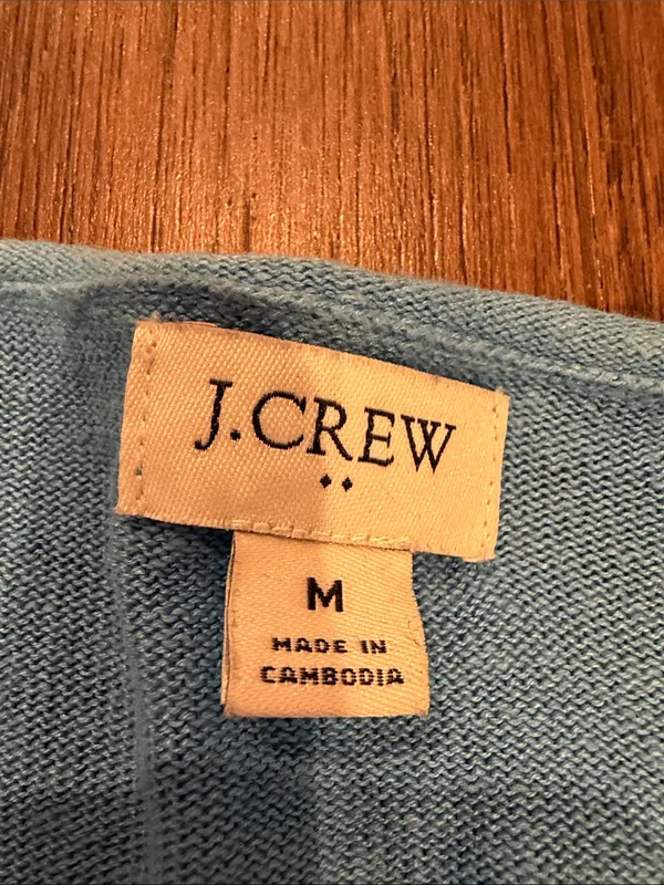 J. Crew Light Blue V-Neck Button-Side Sweater Medium - C1-601 - Image 2