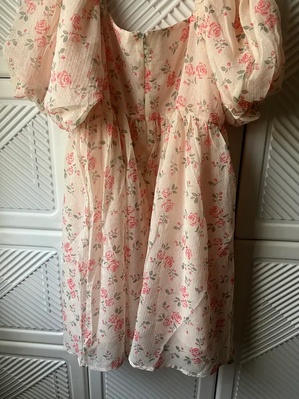Handmade Puff Sleeve Floral Dress - Image 8