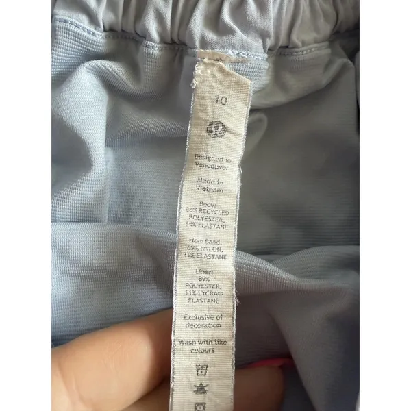 Lululemon Lined Running Shorts Womens 10 Lt Blue Split Hem - Image 2