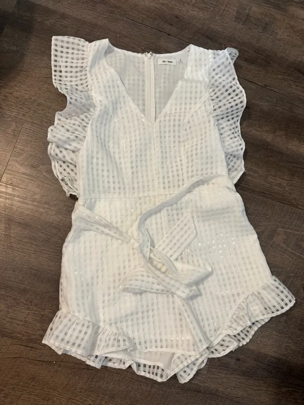 White Eyelet Wrap Romper - Image 3