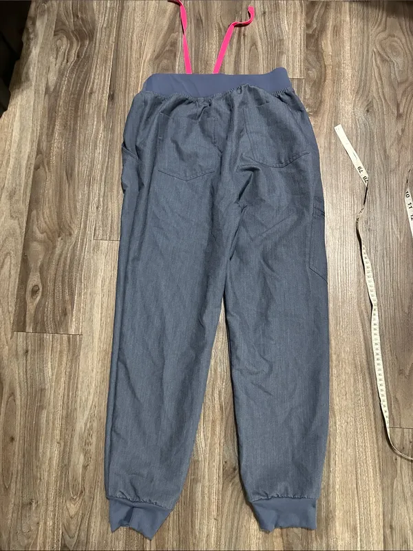 Figs Blue Jogger Scrub Pants with Pink Drawstring - Image 10