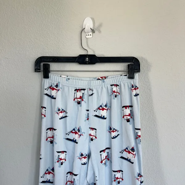 Hanna Andersson Women’s Blue Snowman Christmas Winter Pajamas Set Size Medium - Image 3