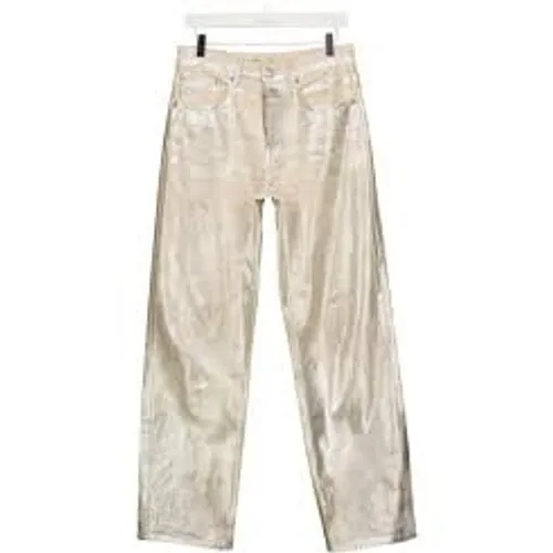 Zara Women Jeans Size 2 Silver The Boy Boy Fit Metallic Straight Leg Denim - Image 10