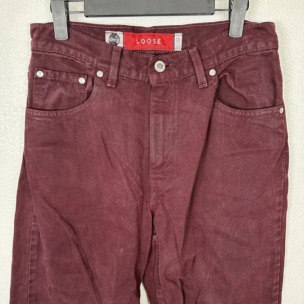 Levis Vintage Silver Tab Loose Pants Jeans Womens 8 Baggy‎ Leg Wine Burgundy - Image 2