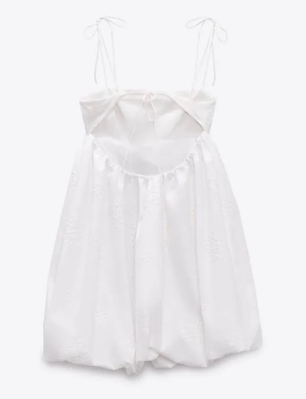 Zara dress mini crochet balloon embroidered white boho vacation casual summer - Image 10
