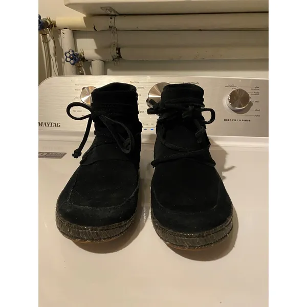 UGG Australia Women Black Suede Moccasin‎ Ankle Boots Side Zip 1019179 Size 8 - Image 2