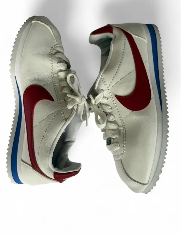 Nike Trainers White Sneakers with Red Swoosh and Blue Stripe - Image 6