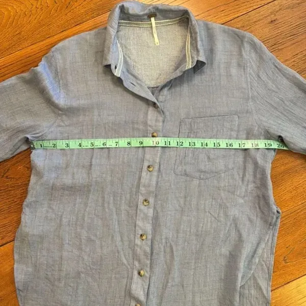 Free People Thats a Wrap Shirt in Chambray Combo Blue - Image 13