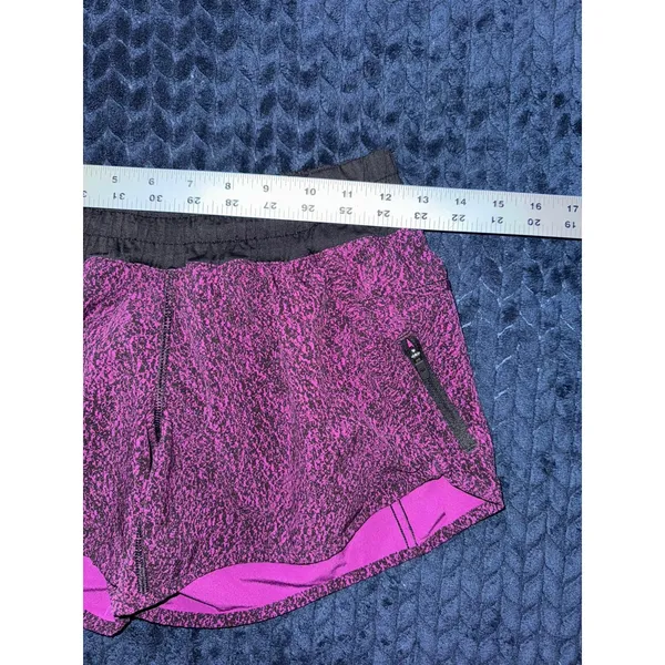 Lululemon Women's Run‎ Times Shorts Speckled Foil Magenta Purple Black Size 6 - Image 7