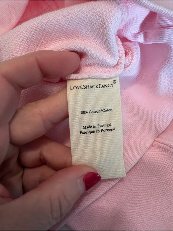 NWT LoveShackFancy Kirby cropped hoodie pink opal size large - Image 8