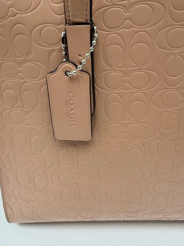 Coach 31728 Signature Embossed Leather Satchel Shoulder Bag Tan Camel - Image 2