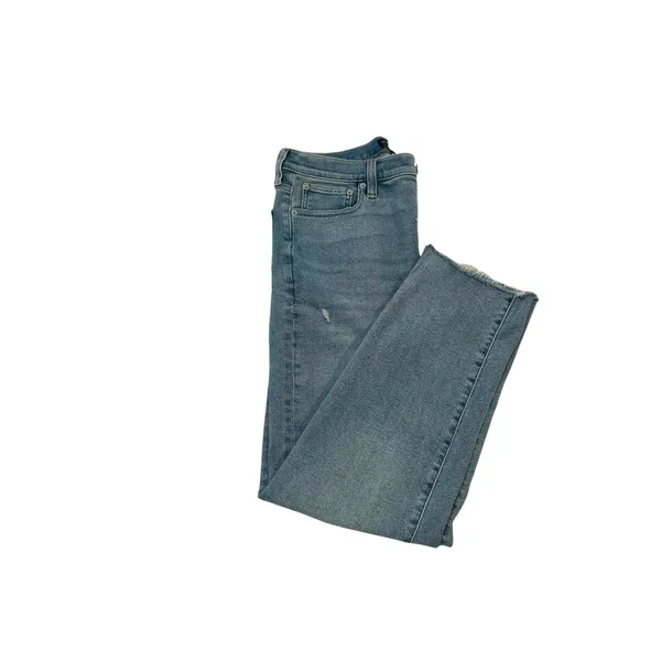 J.Crew Stovepipe Jeans Womens 31 Light Wash High Rise Straight Leg Raw Hem Blue - Image 6