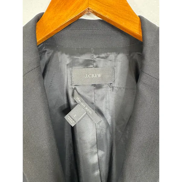 J.Crew Parke Blazer Womens 2 Black Italian Stretch Wool‎ Single Button B5231 - Image 3